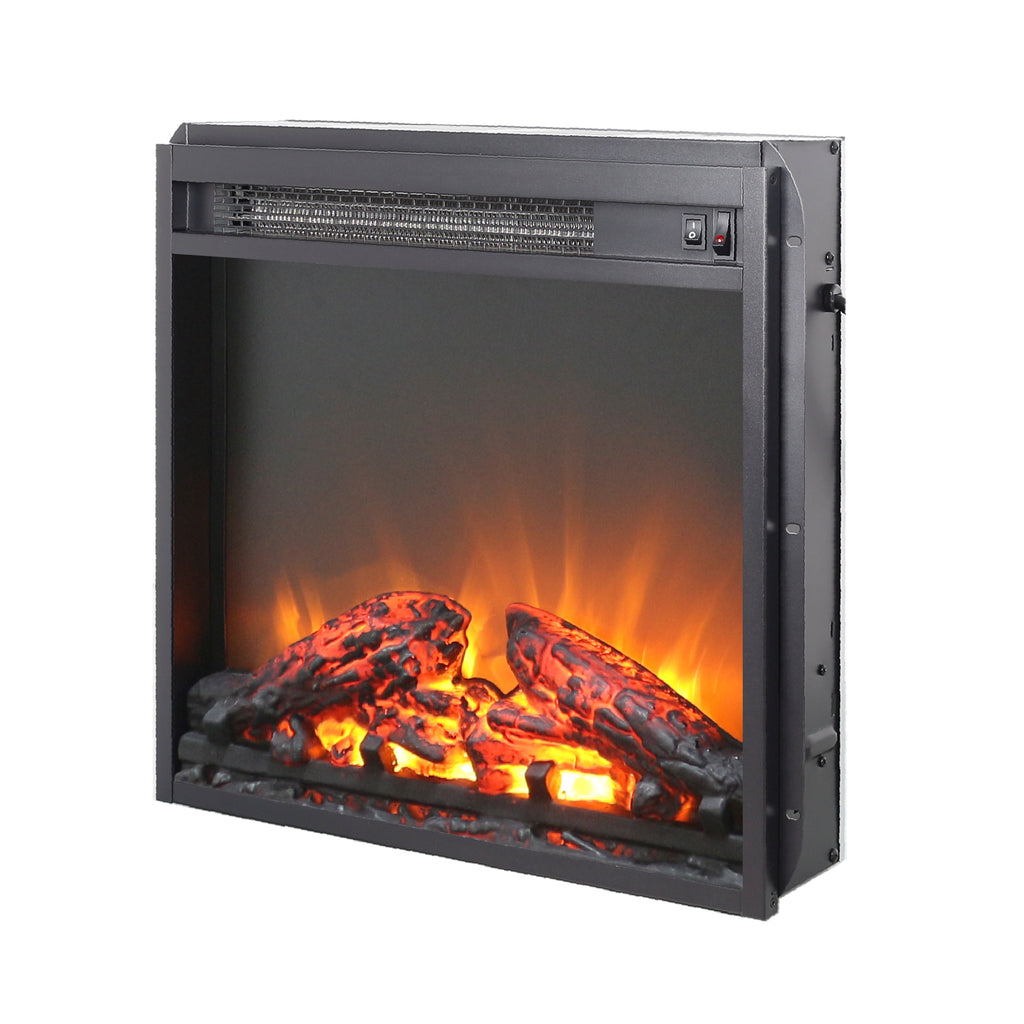 18 inch electric fireplace insert, ultra thin heater with log set & realistic flame, overheating protection - Grand Goldman Shop