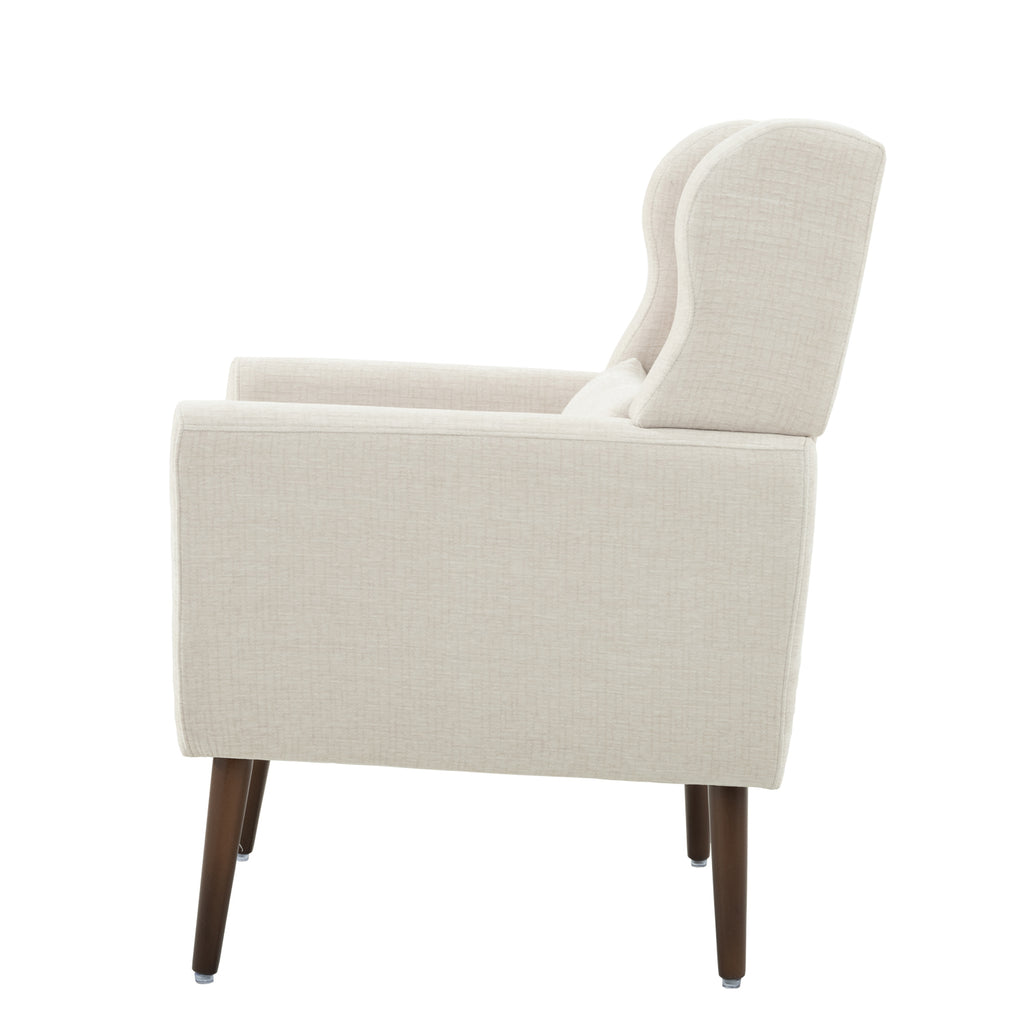 Modern Accent Chair Upholstered Foam Filled Living Room Chairs Comfy Reading Chair Mid Century Modern Chair with Chenille Fabric Lounge Arm Chairs Armchair for Living Room Bedroom (Beige) - Grand Goldman Shop