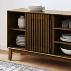 47.3' Sideboard Buffet Cabinet with Storage, Farmhouse Fluted Sideboard with 2 Doors & Solid Wood Feet, TV Media Console, Storage Cabinet for Kitchen Dining Living Room Entryway Hallway, Walnut - Grand Goldman Shop