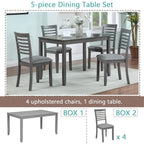 5PCs Modern Dining Set, Rectangular Wooden Dining Table with 4 Upholstered Chairs for Kitchen, Dining Room, Gray - Grand Goldman Shop