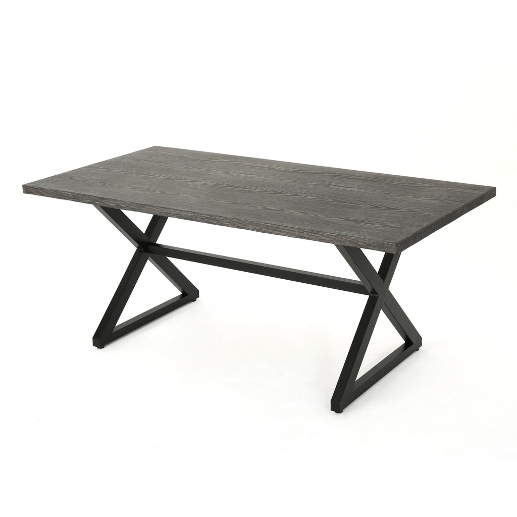 Rolando Outdoor Aluminum Dining Table with Steel Frame, Grey / Black - Grand Goldman Shop