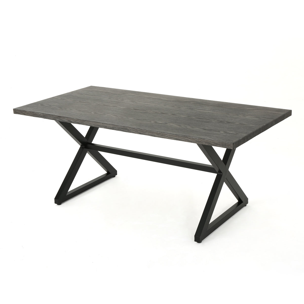 Rolando Outdoor Aluminum Dining Table with Steel Frame, Grey / Black - Grand Goldman Shop