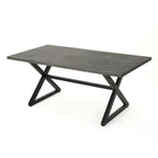 Rolando Outdoor Aluminum Dining Table with Steel Frame, Grey / Black - Grand Goldman Shop