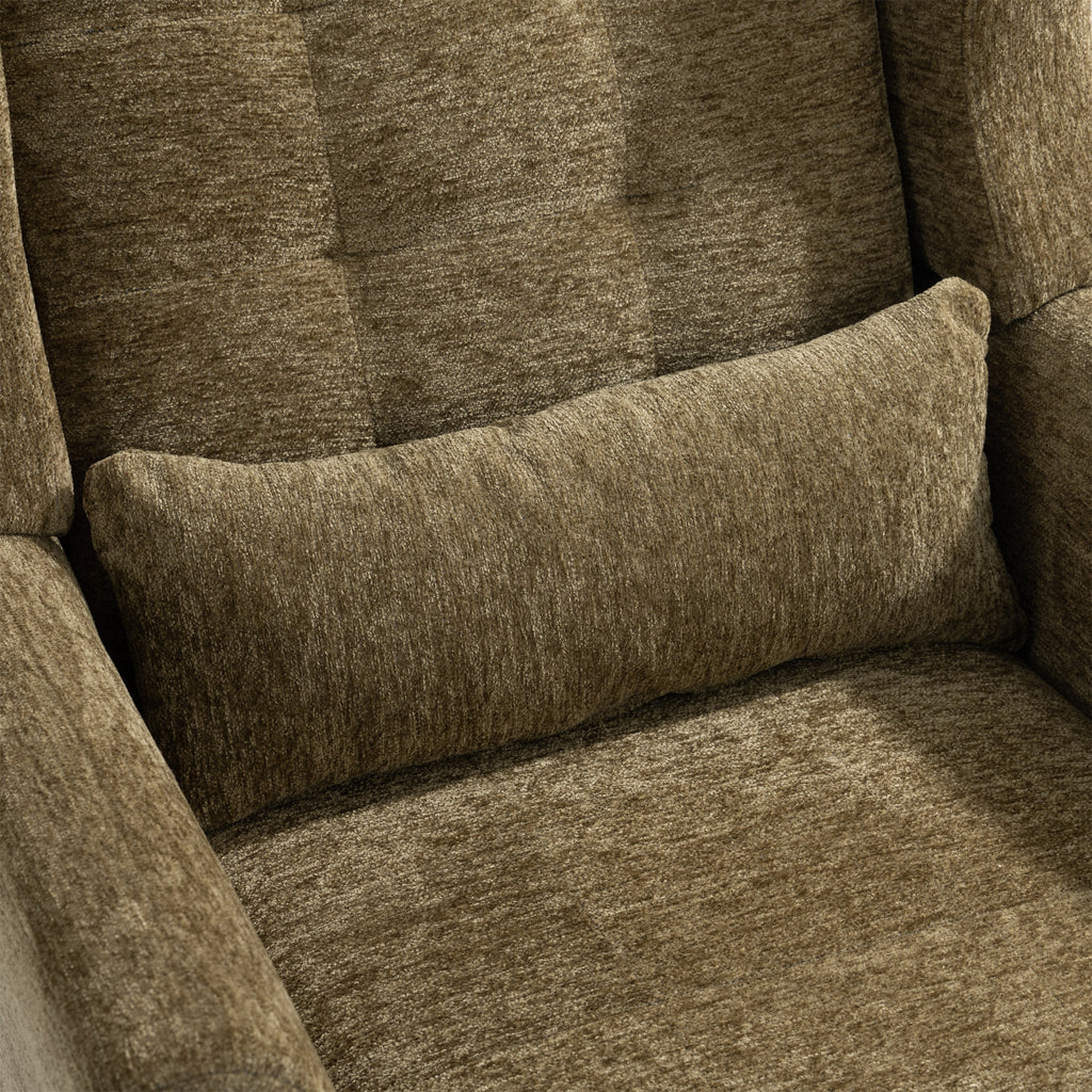 Modern Accent Chair, Chenille Arm Chairs for Living Room, Upholstered Modern Armchair, Comfy Soft Padded Lounge Chair in Small Space, Bedroom, w/Pillow, Solid Wood Leg, Olive Green - Grand Goldman Shop
