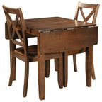 TOPMAX 3-Piece Wood Drop Leaf Breakfast Nook Dining Table Set with 2 X-back Chairs for Small Places, Walnut(old sku:SP0000164AAD) - Grand Goldman Shop