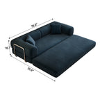78.8' Compression Sofa,Convertible Floor Sofa Bed-with Pillow Back Support Armrest,Comfy Futon Couch Sleeper Bed,Loveseats Boneless Modular Sectional Sofa,Corduroy fabric,for Living Room,Bedroom,Blue - Grand Goldman Shop