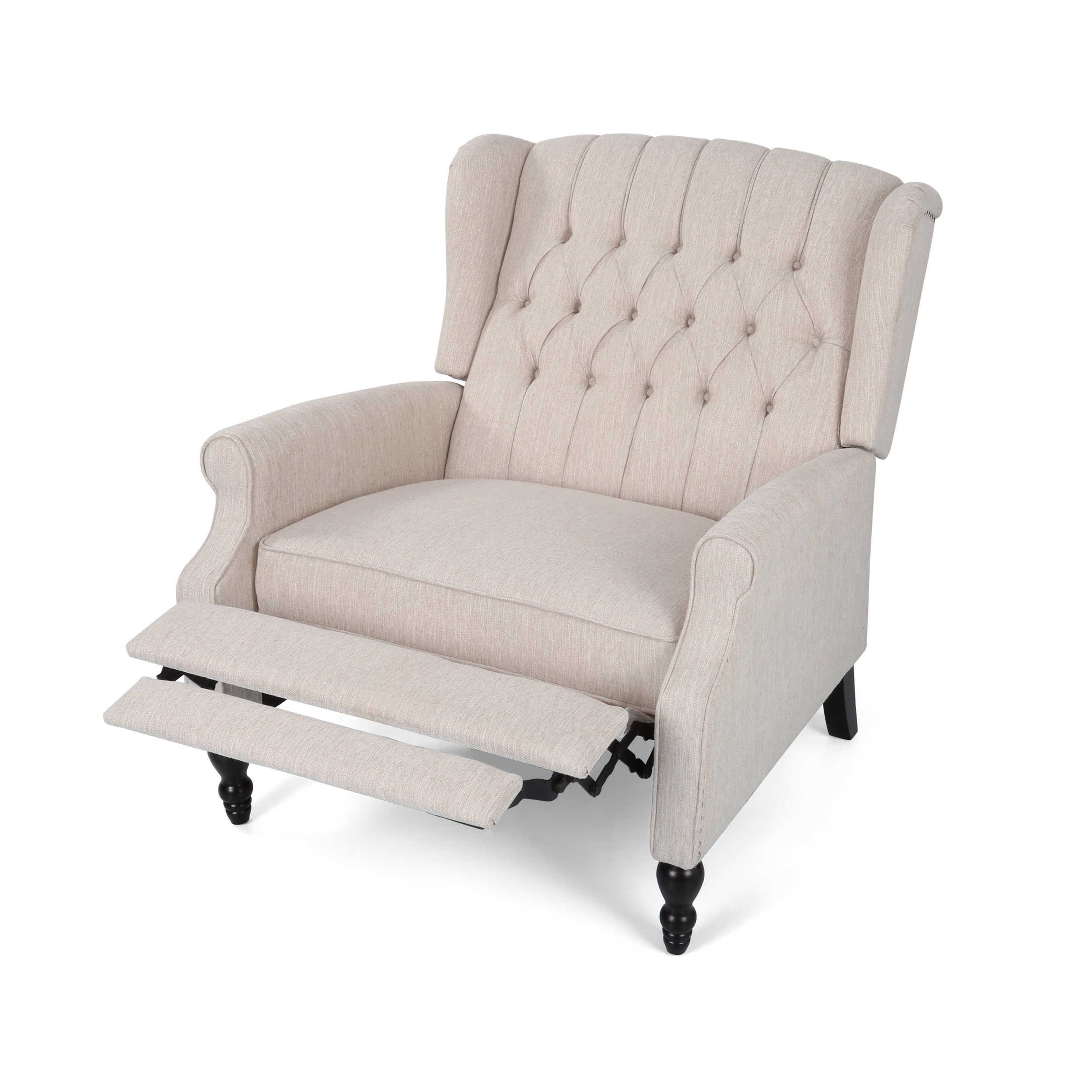 Push Back Recliner Chair Fabric Lounge Armchair Pushback Recliner with Rivet Decoration Wingback Single Sofa Chair with Padded Seat for Living Room, Bedroom 33.25D x 37.75W x 42.5H in - Grand Goldman Shop