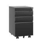 Black Metal 3 Drawer Mobile File Cabinet with Lock for Home Office Organizer, Fully Assembled - Grand Goldman