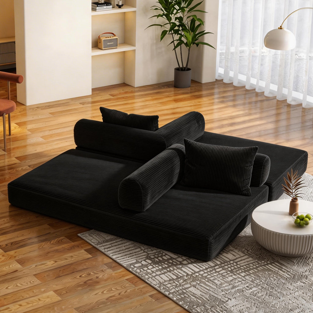 78 Inch Convertible Sleeper Sofa Bed, Futon Boneless Couch Lounge Loveseat with Pull Out Bed, No Assembly Required - Grand Goldman Shop