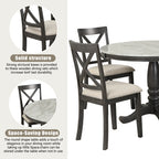 Orisfur. 5 Pieces Dining Table and Chairs Set for 4 Persons, Kitchen Room Solid Wood Table with 4 Chairs - Grand Goldman Shop