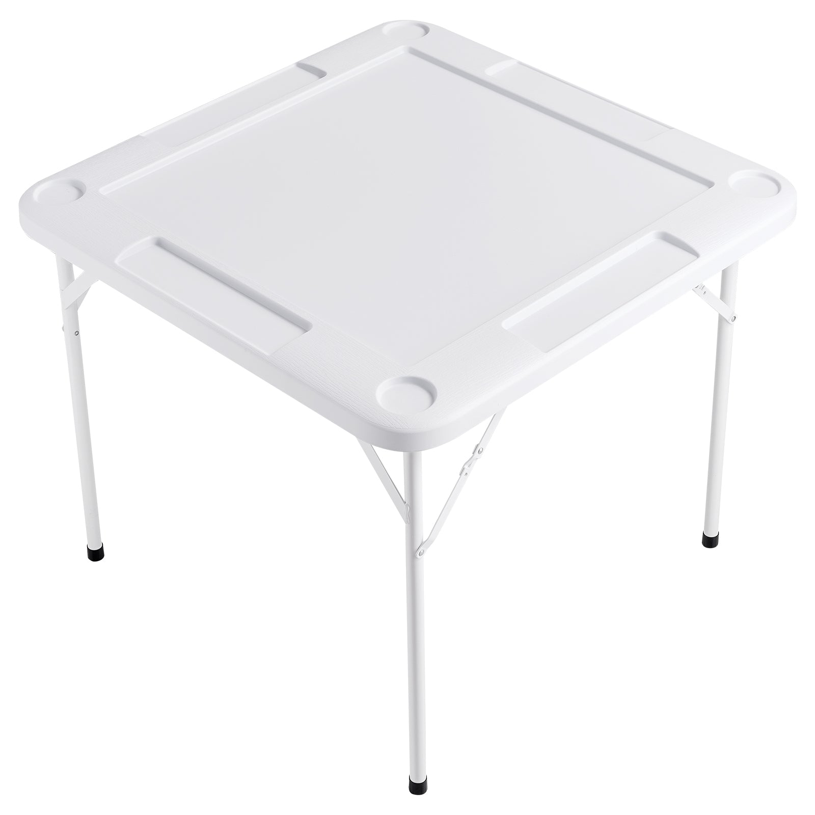 Mahjong Table 4 Player Folding Card Table & 4 Cup Holders Chip Trays White - Grand Goldman