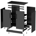 Black Heavy Duty Metal Storage Cabinet with Lock, 2-Door File Cabinet with 2 Adjustable Shelves for Home, Office, Garage (35.