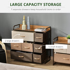 HOMCOM 7-Drawer Dresser, Fabric Drawers, 3-Tier Storage Organizer for Bedroom Entryway, Tower Unit with Steel Frame Wooden Top, Maple Wood - Grand Goldman Shop