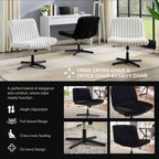 Blynn Adjustable Swivel Criss Cross Chair, Wide Seat Office Chair Vanity Chair, Black - Grand Goldman