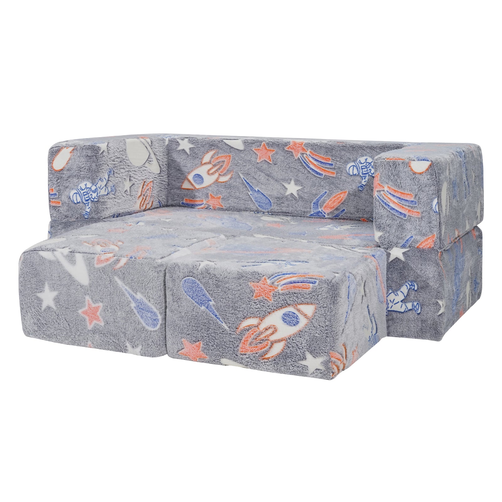 Kids Couch, 4Pcs Toddler Couch Sofa Bed, Kids Chair Seat Playroom Furniture, Child Sectional Sofa with Removable Cover for Ki