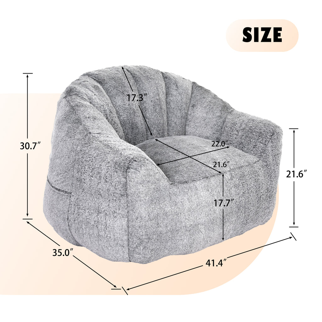 Beanbag Chair, Beanbag Sofa Chair with Armrests Stuffed High-Density Foam, Lazy Sofa Comfy Chairs Beanbag Chair for Adults in Living Room, Bedroom Reading - Grand Goldman Shop