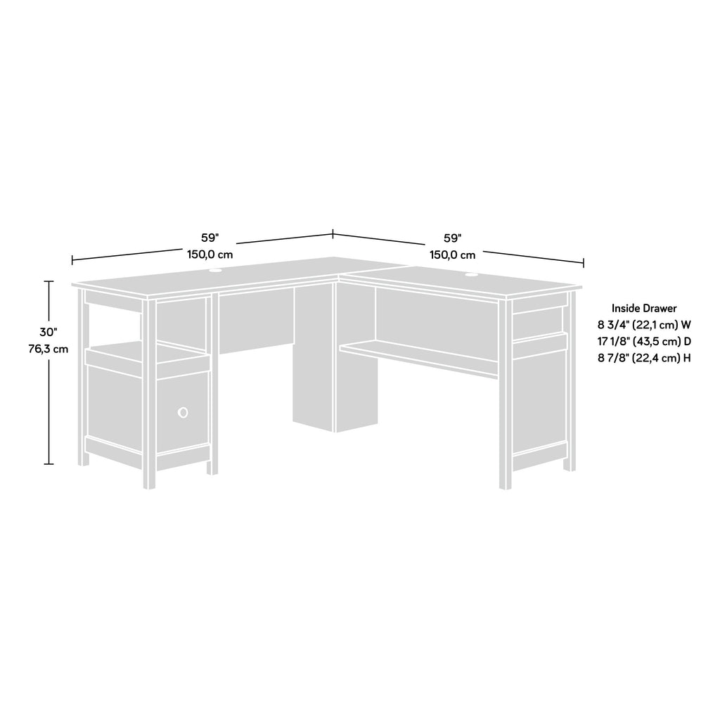 Traditional L-Shaped Desk with File Drawer, Black finish - Grand Goldman