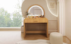 39' Makeup Vanity Table with Mirror Touch Screen Lighted Mirror, Dressing Table with Drawer for Bedroom, Natural - Grand Goldman Shop