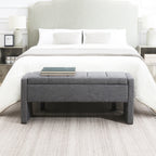 Modern Upholstered Bed End Bench with Storage in Dark Grey Linen, Large Foot Rest Stool for Living Room and Bedroom - Grand Goldman Shop