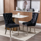 Nikki Collection Modern, High-end Tufted Solid Wood Contemporary Velvet Upholstered Dining Chair with Chrome Stainless Steel Plating Legs,Nailhead Trim,Set of 2,Black and Chrome, SW1701BK - Grand Goldman Shop