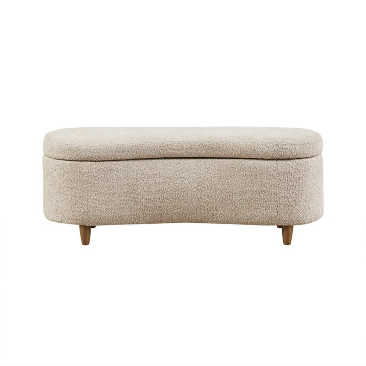 Bailey Boucle Flip Top Storage Bench Taupe Polyester Solid Wood 48x16.5x18 inches - Grand Goldman Shop