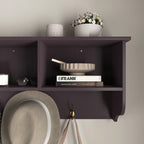 Espresso Entryway Wall Mounted Coat Rack with 4 Dual Hooks Living Room Wooden Storage Shelf - Grand Goldman Shop