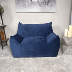 Allea Velveteen Armrest Bean Bag Chair, Navy Blue, Soft Velvet, 42x40x32 inches - Grand Goldman Shop