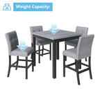 TOPMAX 5-Piece Counter Height Dining Set Wood Square Dining Room Table and Chairs Stools w/Footrest & 4 Upholstered high-back Chairs,Black - Grand Goldman Shop