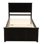 Espresso Platform Storage Bed with 2 Wheel-Base Drawers, Twin Size Frame, Pine Wood and MDF Construction - Grand Goldman Shop