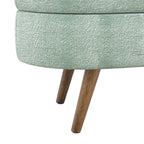 Cyan Ottoman Oval Storage Bench with Rubber Wood Legs, Gray Fabric, 43.5'x16'x16' - Grand Goldman Shop