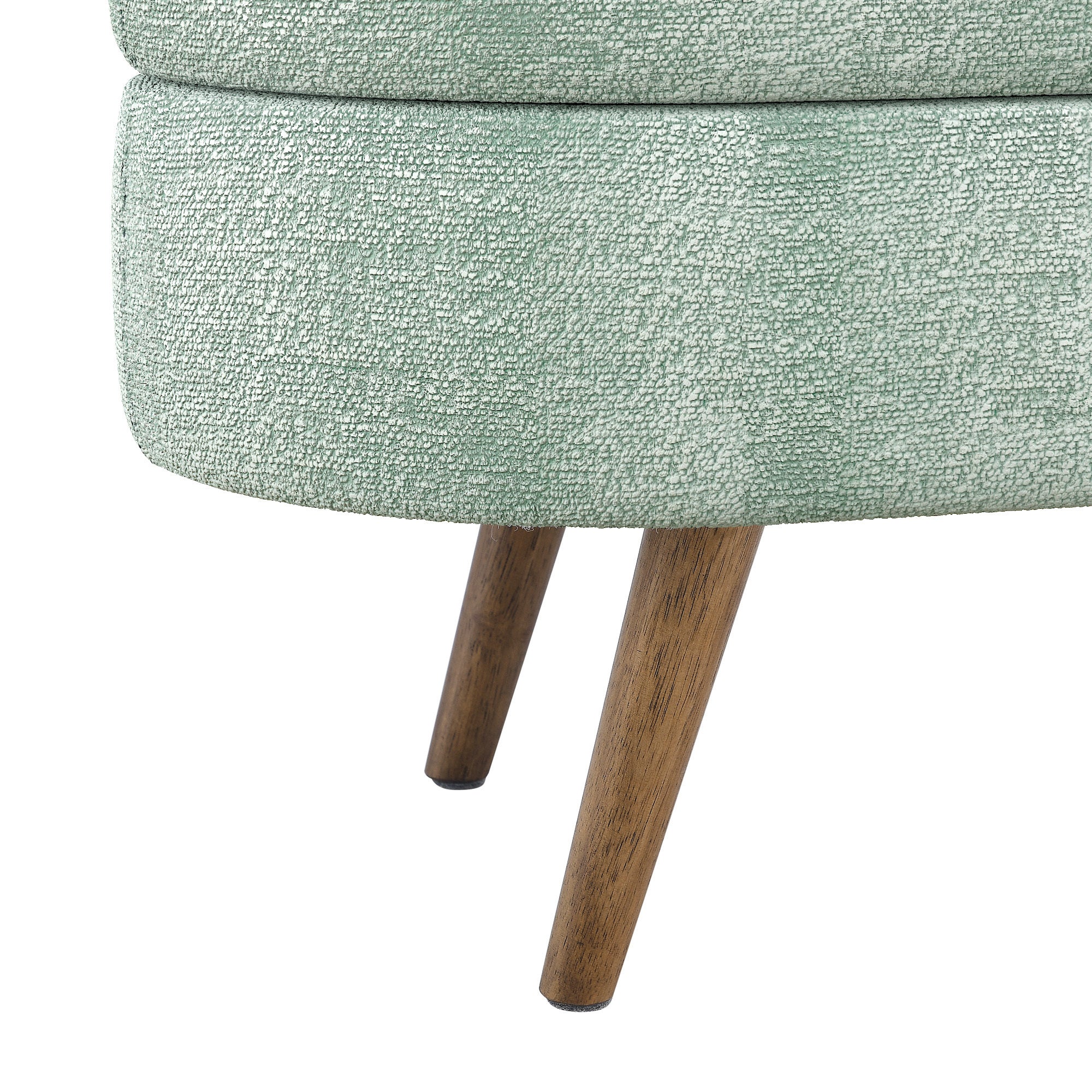 Cyan Ottoman Oval Storage Bench with Rubber Wood Legs, Gray Fabric, 43.5'x16'x16' - Grand Goldman Shop