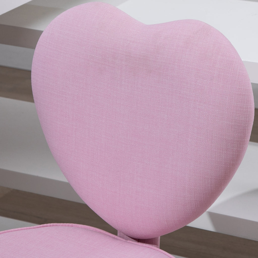 HOMCOM Heart Love Shaped Back Design Office Chair with Adjustable Height and 360 Swivel Castor Wheels, Pink | Premium Home De