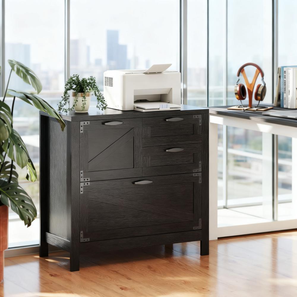 Farmhouse File Cabinet with 4 Drawers Lateral Filing Cabinet - Grand Goldman