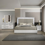Mist Queen 4-Piece Set – Two-Tone High-Gloss Marble & Lacquer Finish with LED Lighting White - Grand Goldman Shop