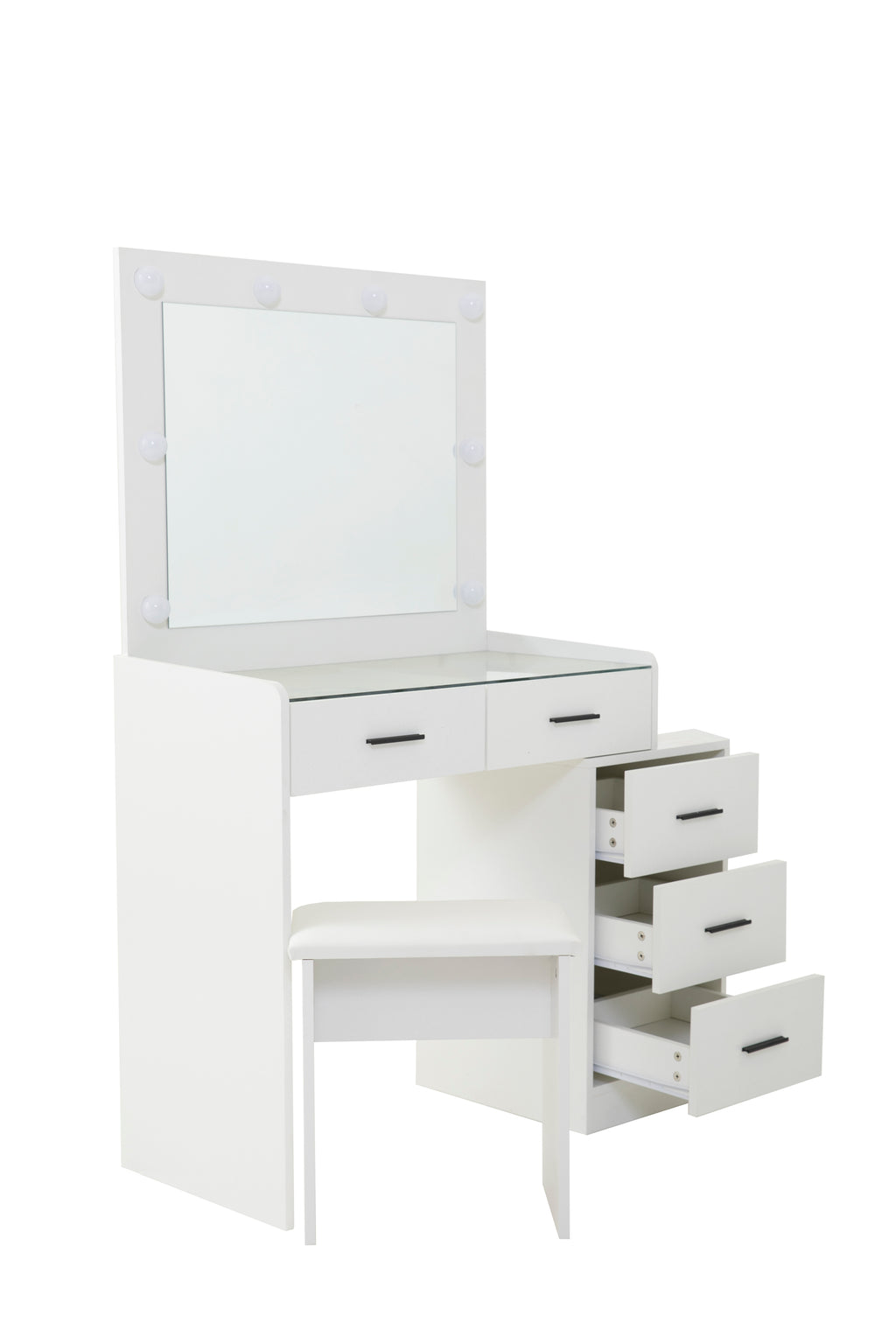 White color adjustable dressing table with 5 drawers - Grand Goldman Shop