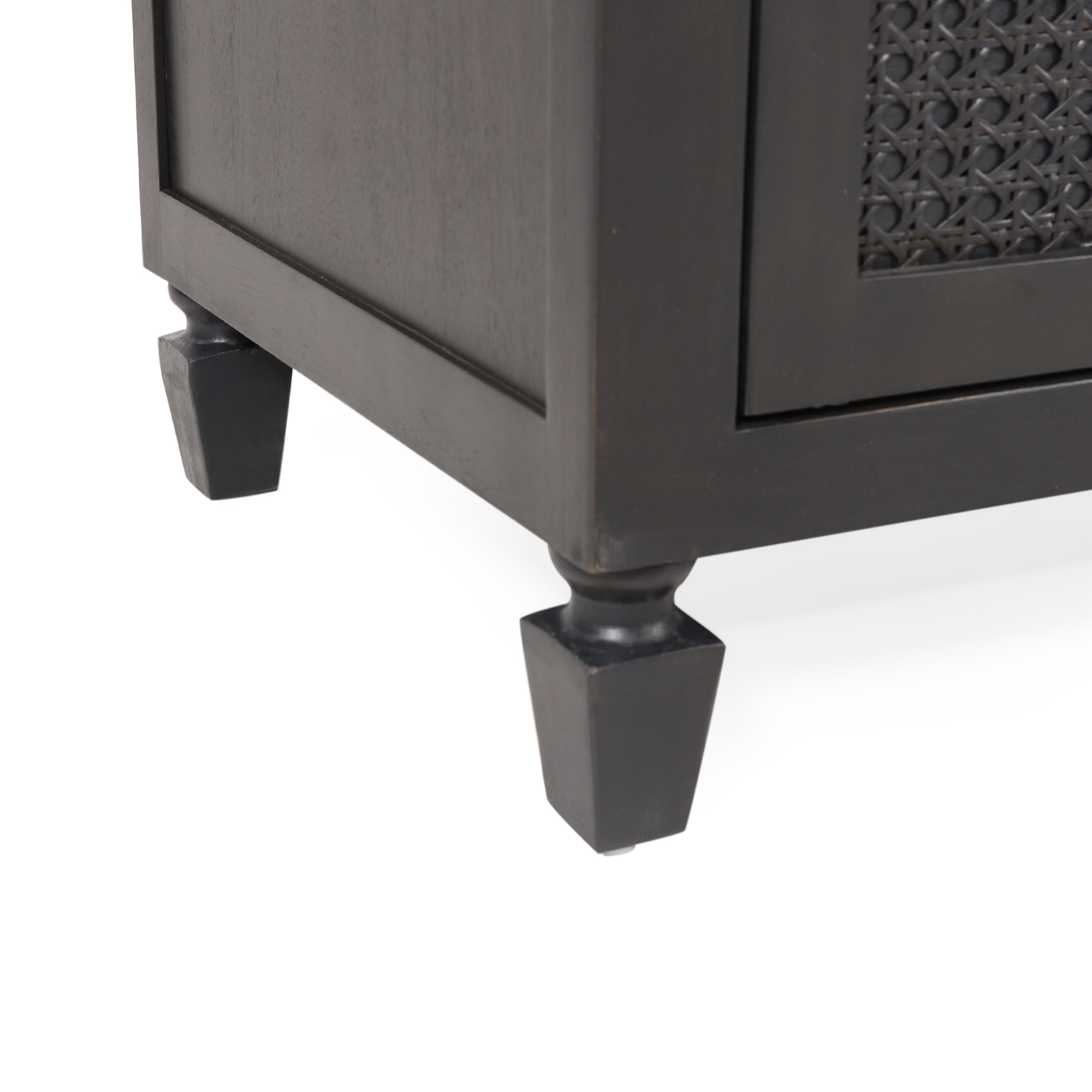 Newell Rustic Acacia Wood and Cane 3 Drawer Dresser - Grand Goldman Shop