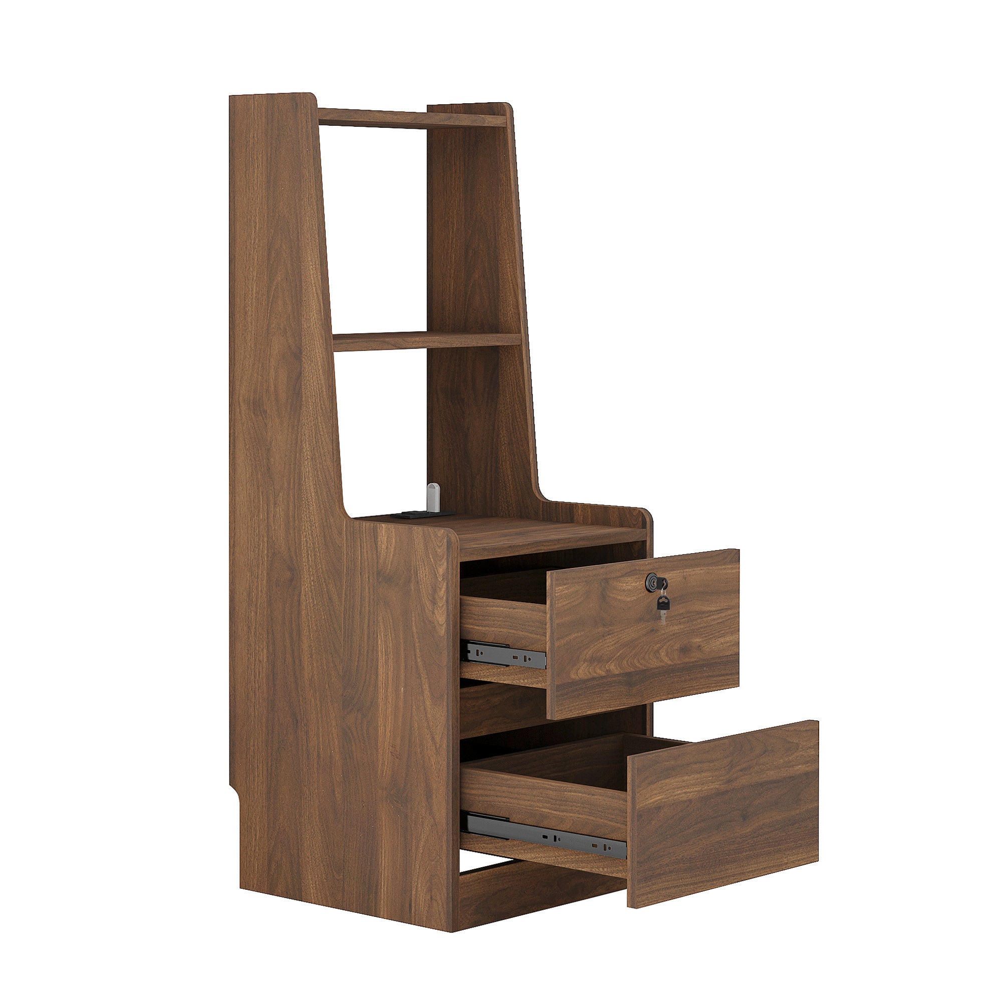 Nightstands Set of 2, with Charging Station, Smart Nightstand with Night Light, Modern Night Stand with Bookshelf, Bedside Tables with Storage Cabinet for Bedroom, Wood - Grand Goldman Shop
