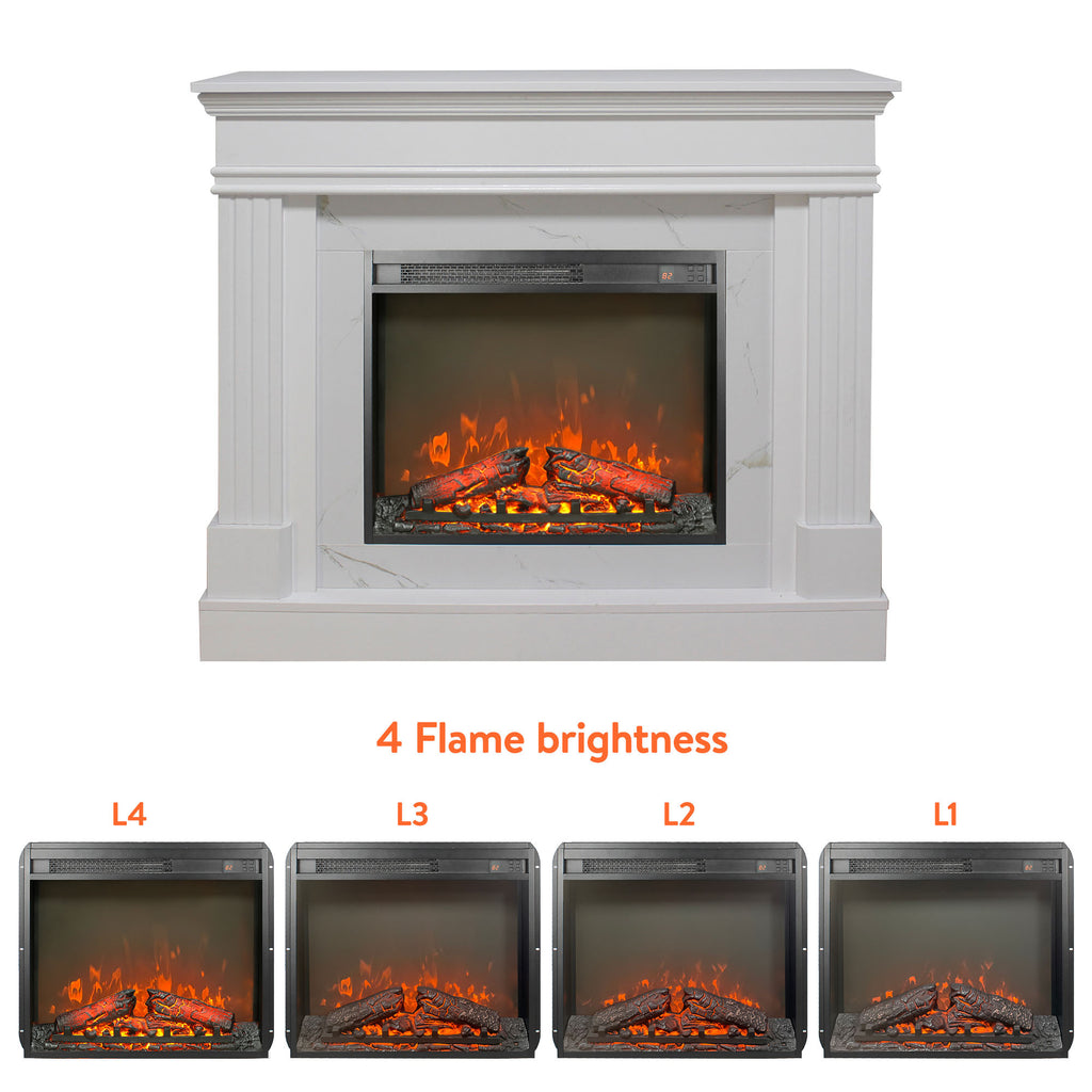 44' Electric Fireplace with Mantel for Living Room or Bedroom,23' Fireplace Insert Heater, Realistic Log and Flame Effect, Remote Control, Timer - Grand Goldman Shop