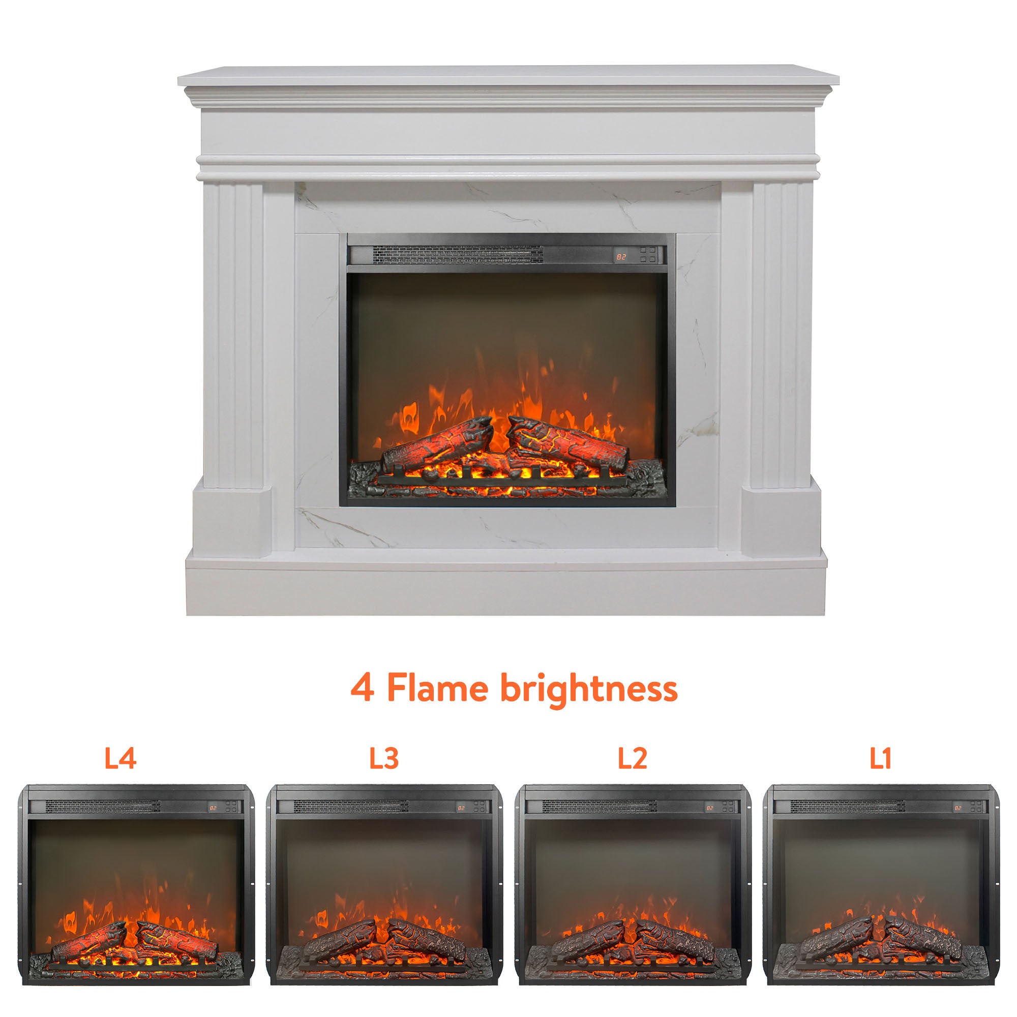 44' Electric Fireplace with Mantel for Living Room or Bedroom,23' Fireplace Insert Heater, Realistic Log and Flame Effect, Remote Control, Timer - Grand Goldman Shop