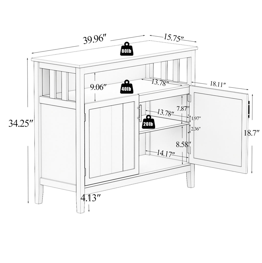 Kitchen storage sideboard and buffet server cabinet-White - Grand Goldman Shop