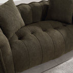 Cozy Beanbag Chair with High Resilience Foam Core for Two - Olive Green Chenille, 66x35x25 inches - Grand Goldman Shop