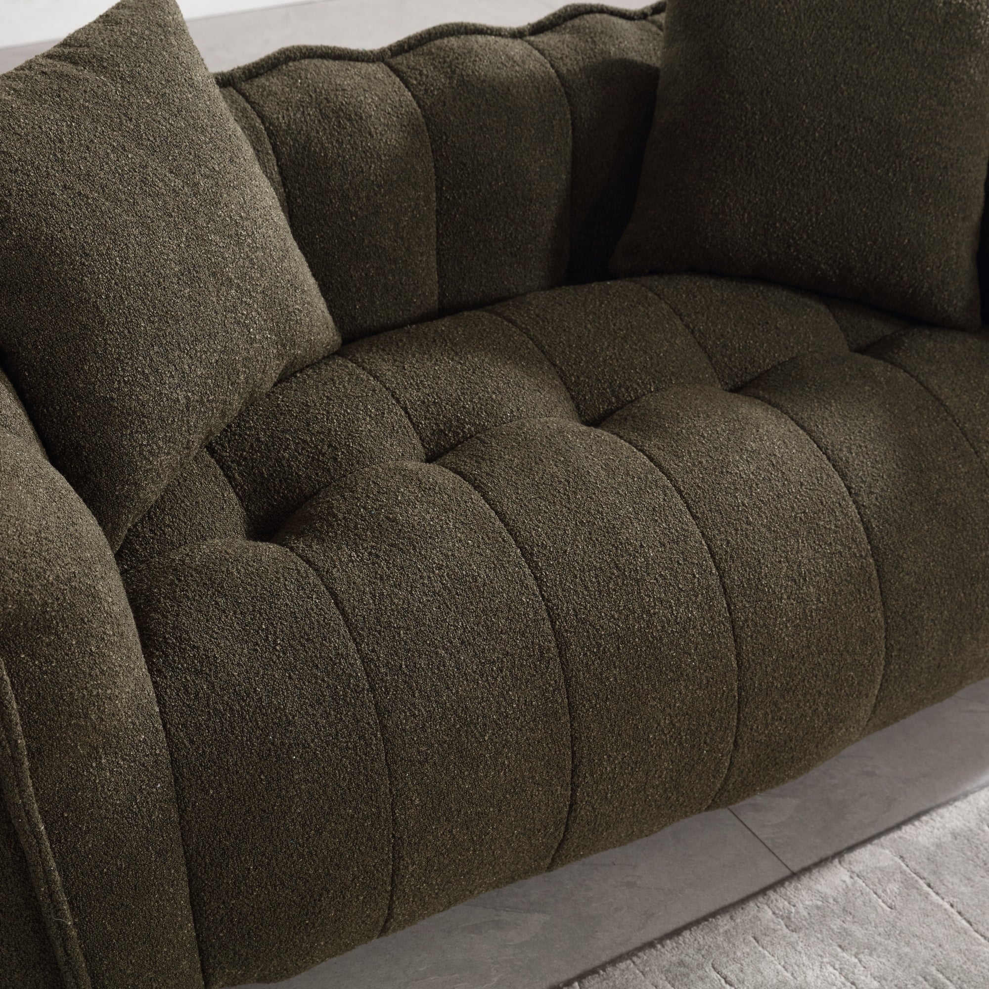 Cozy Beanbag Chair with High Resilience Foam Core for Two - Olive Green Chenille, 66x35x25 inches - Grand Goldman Shop