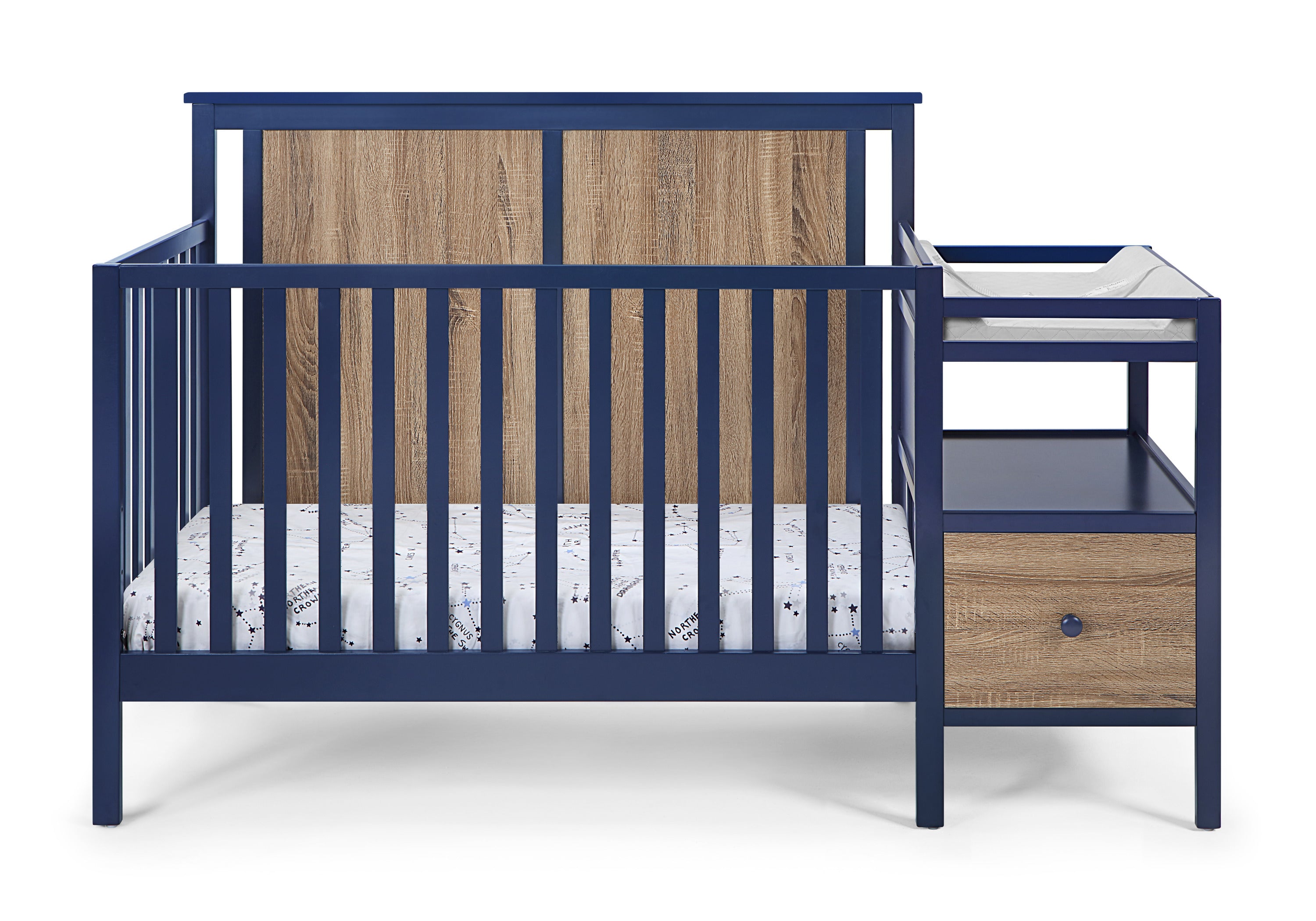 Connelly 4-in-1 Crib and Changer Combo Midnight Blue/Vintage Walnut - Grand Goldman