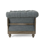 Fabric Upholstered Club Chair with Scrolled Tuxedo Arms, Charcoal - Grand Goldman Shop