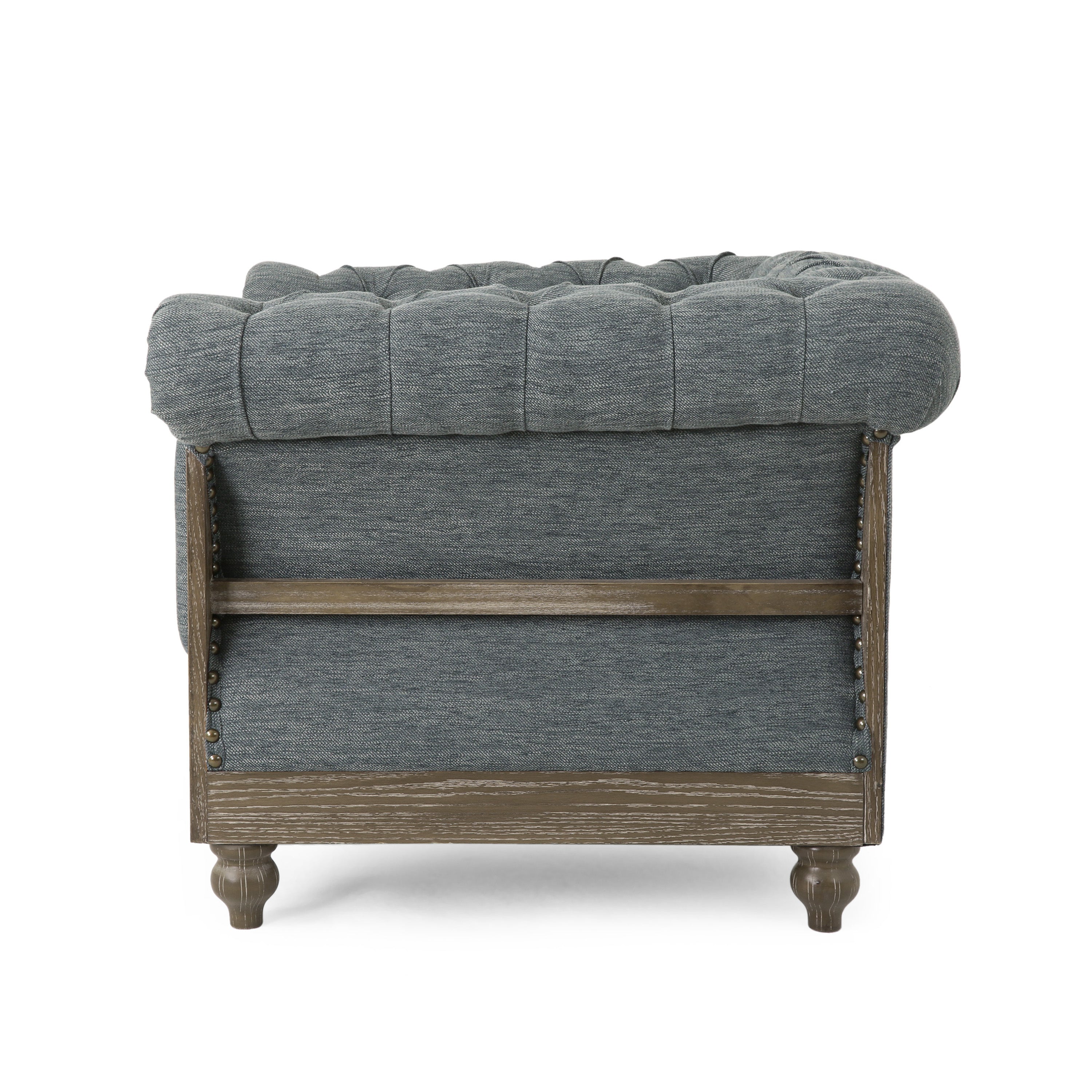 Fabric Upholstered Club Chair with Scrolled Tuxedo Arms, Charcoal - Grand Goldman Shop