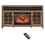 55 inch TV Media Stand with Electric Fireplace KD Inserts Heater,Reclaimed Barnwood Color - Grand Goldman Shop