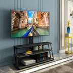 Multi-Function Adjustable TV Stand Black Tempered Glass - Grand Goldman Shop