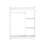 Kids Dress Up Storage with Mirror and Hooks, Wooden Dress Up Clothes Rack with Hanging Rod, 3 Side Hooks, Storage Shelves and