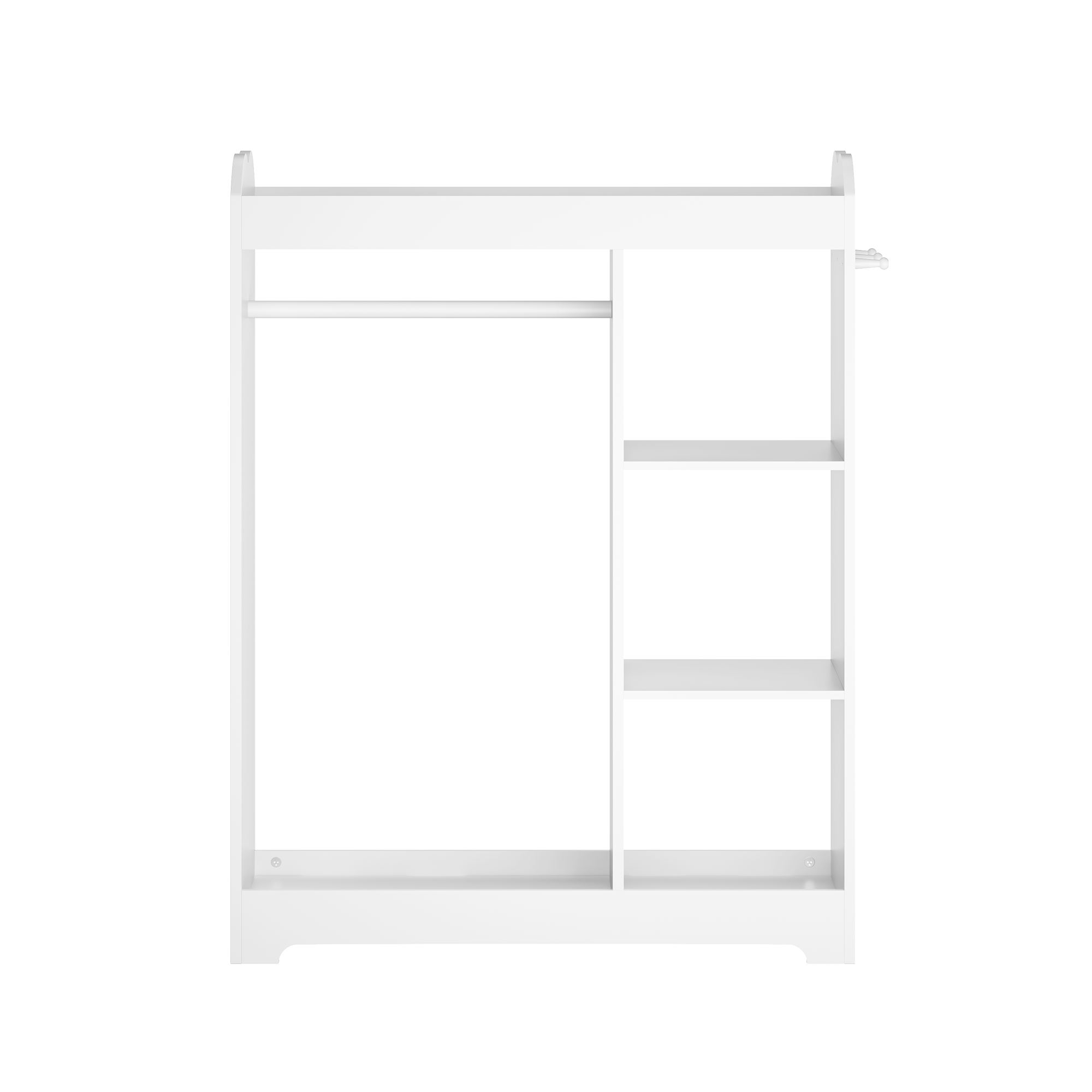Kids Dress Up Storage with Mirror and Hooks, Wooden Dress Up Clothes Rack with Hanging Rod, 3 Side Hooks, Storage Shelves and