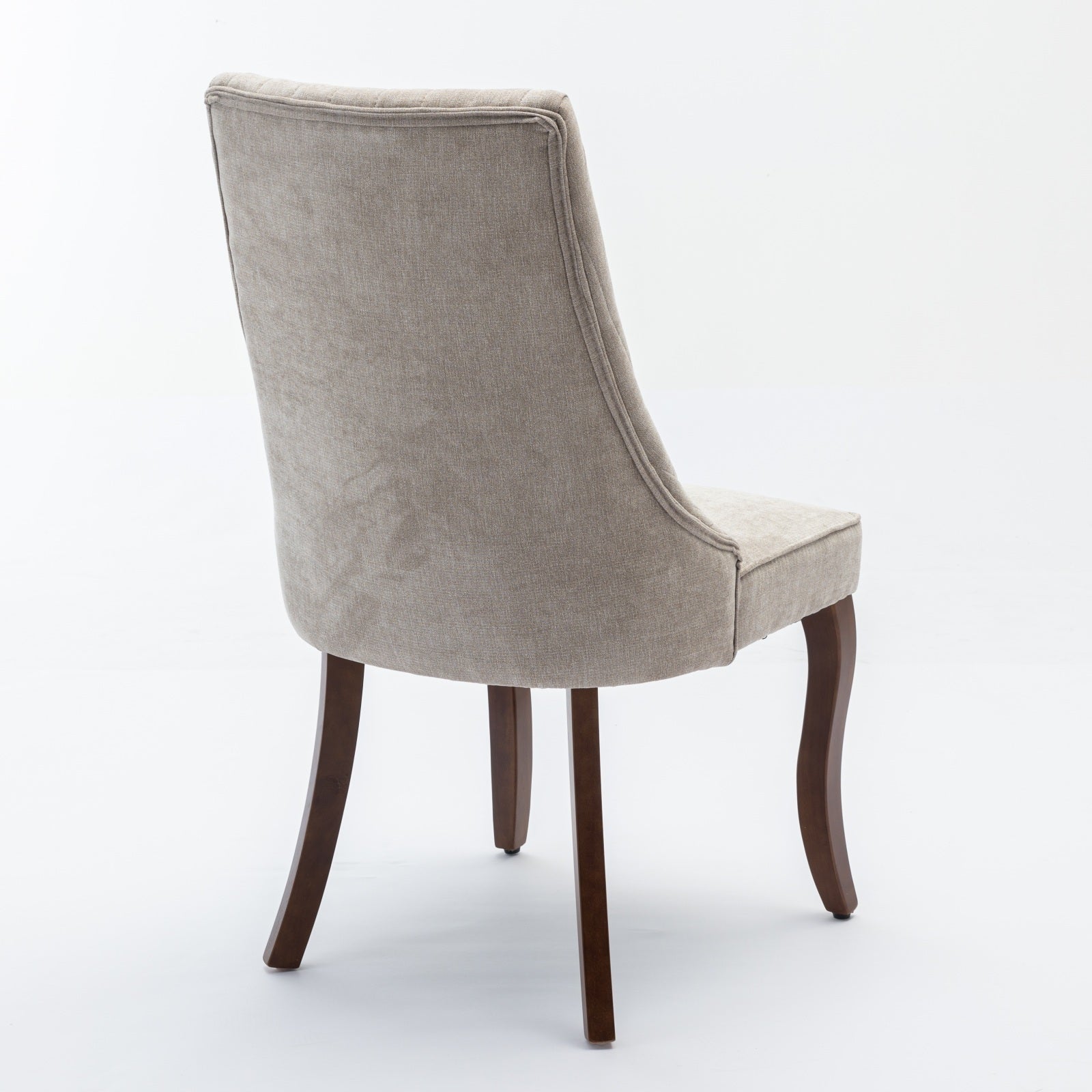 Rayon Cloth Flocking Linen Dining Chairs Channel Kitchen Dinner Chair Comfy Fabric Upholstered Accent Chair for Dining Room with Curved Solid Wood Legs,Set of 2 (Beige), SW1847BG - Grand Goldman Shop